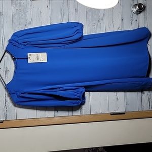 ZARA Long Sleeve Baby Doll Mini Dress Royal Blue Sz S
